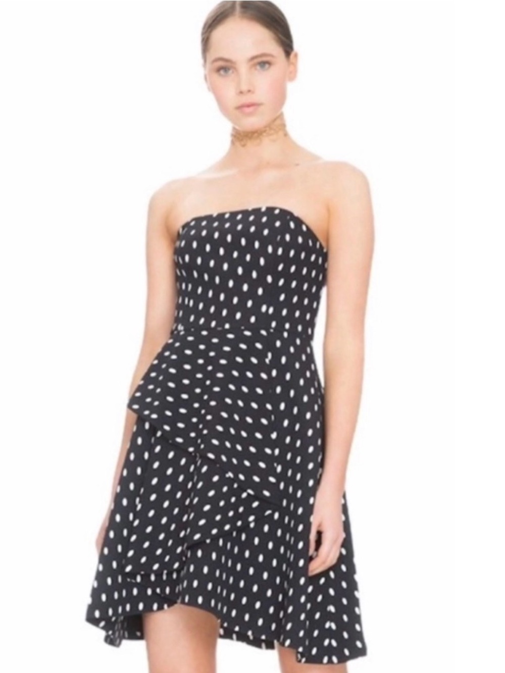 KEEPSAKE polkadot strapless dress Soul Fire Mini Size Small black white ruffle